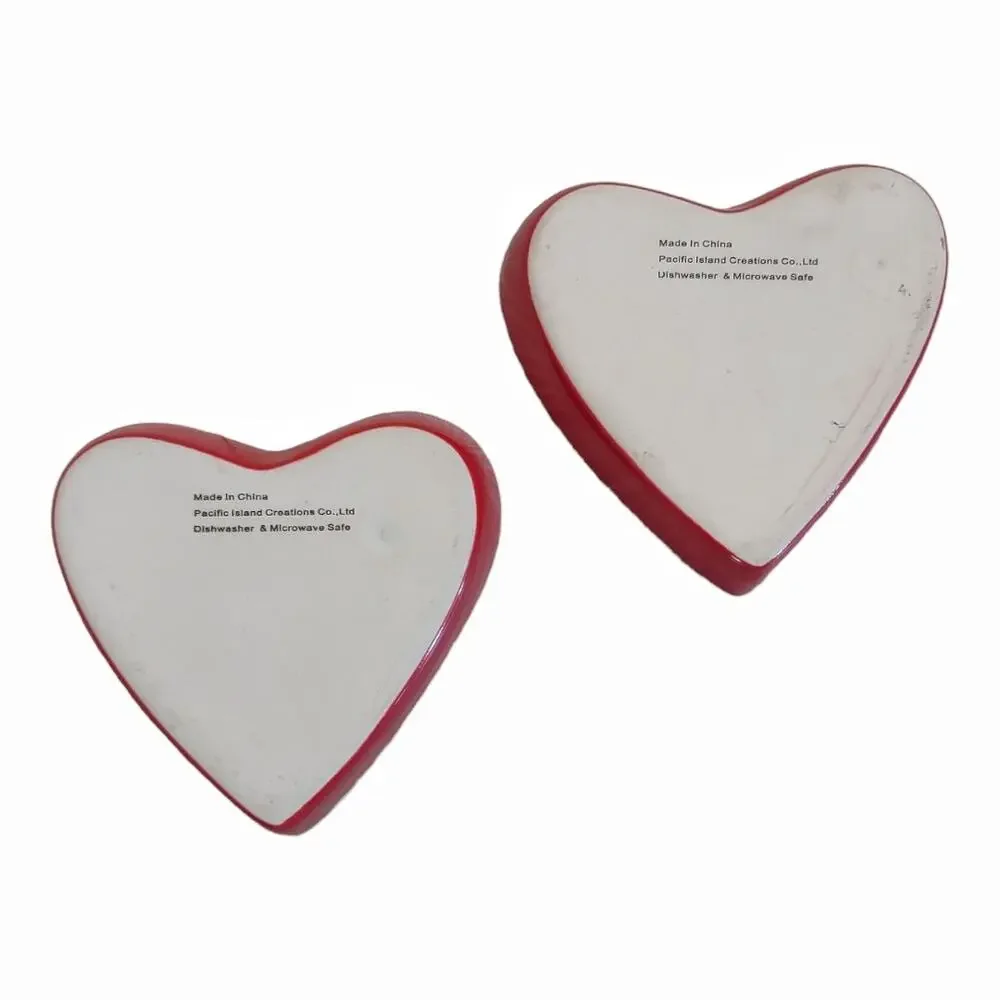 Heart Shaped Dishware Home Goods Red Candy Dishes Jewelry Earrings 2pc Bundle